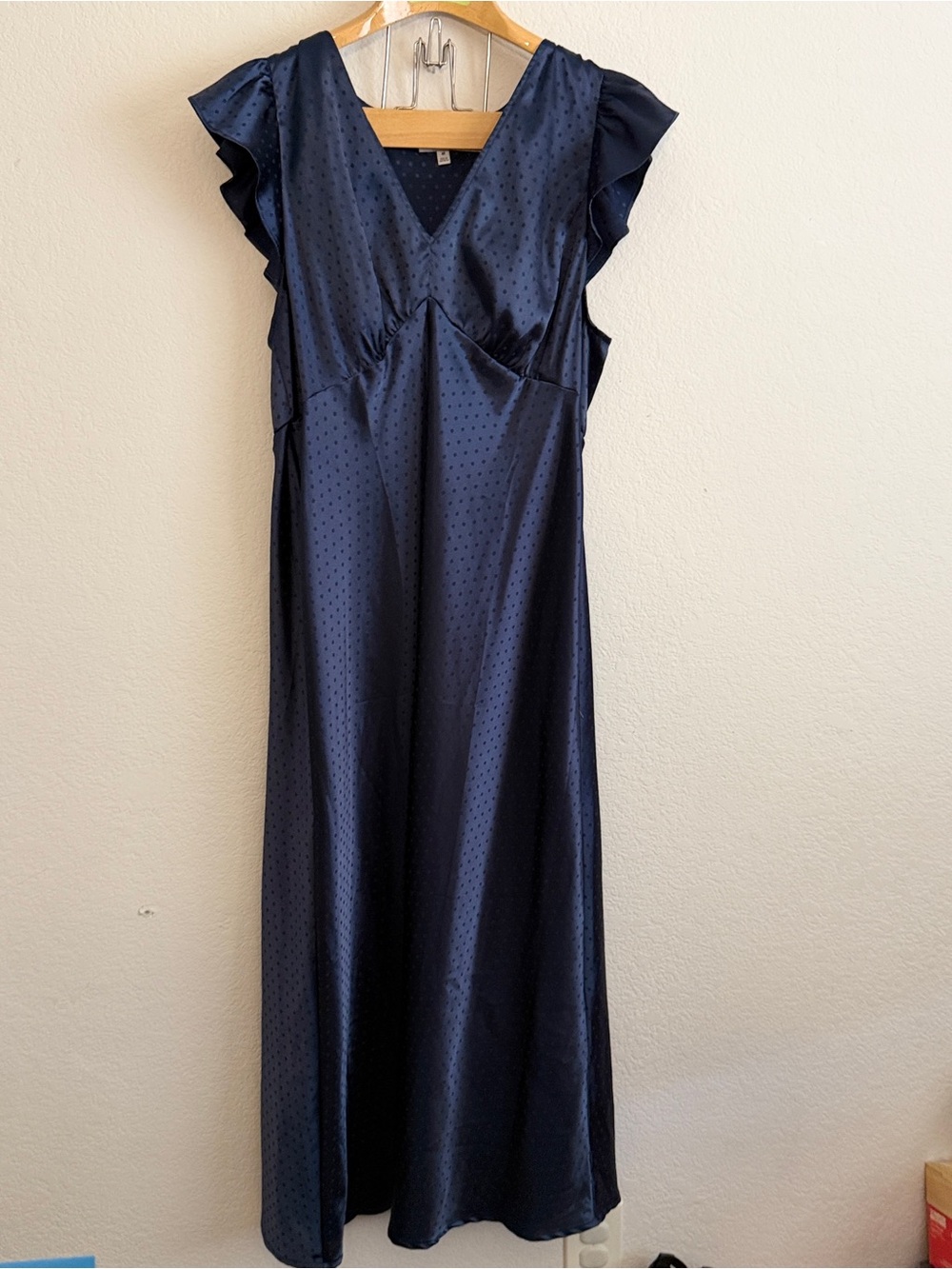 Old Navy Navy Blue Satin V-Neck Dress